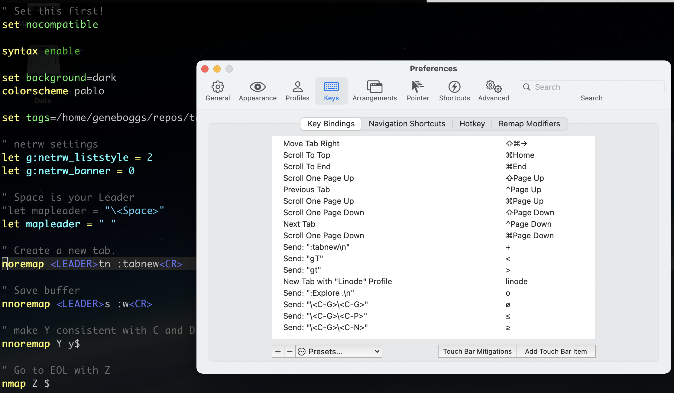 iterm2 keybindings